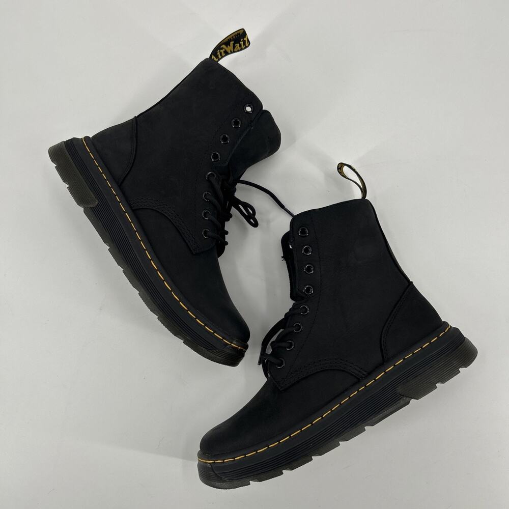 Dr. Martens Crewson Combat Boots Black Nubuck Mens 7 Womens 8 EU 39